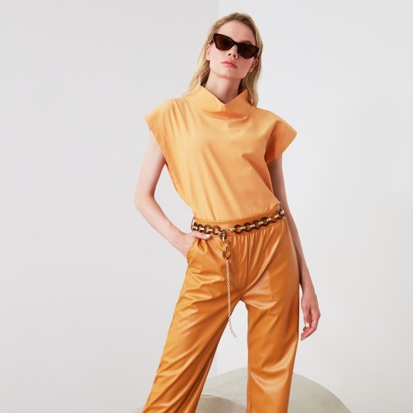 NWT Orange Looks Padded Shoulder Muscle TShirt S - Picture 4 of 5